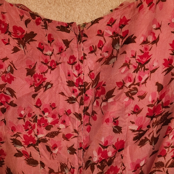 Vintage Floral Pink and Red Dress - Picture 6 of 6